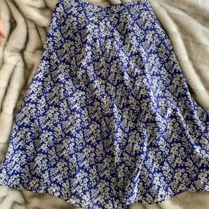 Madewell floral skirt purple-blue sz 2 100% silk